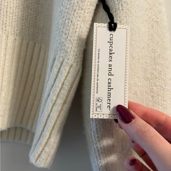 NWT Cupcakes & Cashmere Tan and Cream Sweater - Picture 5 of 7